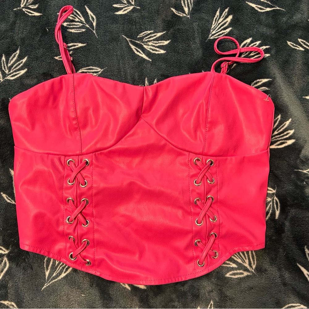 Pink Bustier Tie Front top